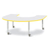 Horseshoe Activity Table - 66" X 60", Mobile - Gray/Yellow/Gray