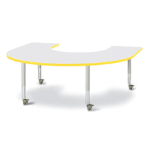 Horseshoe Activity Table - 66" X 60", Mobile - Gray/Yellow/Gray