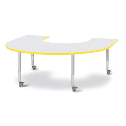 Horseshoe Activity Table - 66" X 60", Mobile - Gray/Yellow/Gray