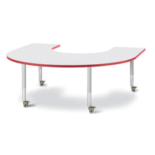 Horseshoe Activity Table - 66" X 60", Mobile - Gray/Red/Gray