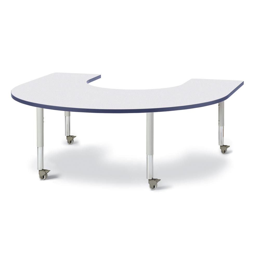 Horseshoe Activity Table - 66" X 60", Mobile - Gray/Navy/Gray