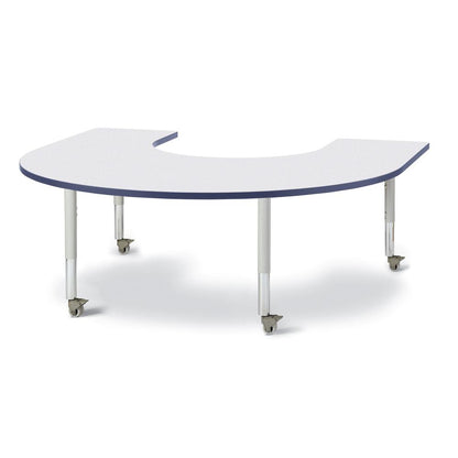 Horseshoe Activity Table - 66" X 60", Mobile - Gray/Navy/Gray
