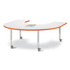 Horseshoe Activity Table - 66" X 60", Mobile - Gray/Orange/Gray