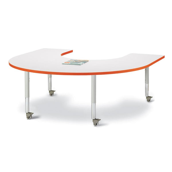 Horseshoe Activity Table - 66" X 60", Mobile - Gray/Orange/Gray