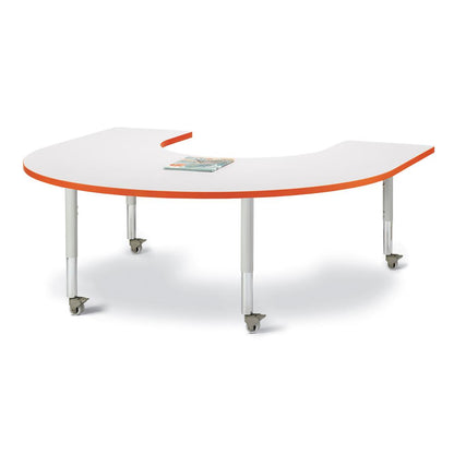 Horseshoe Activity Table - 66" X 60", Mobile - Gray/Orange/Gray