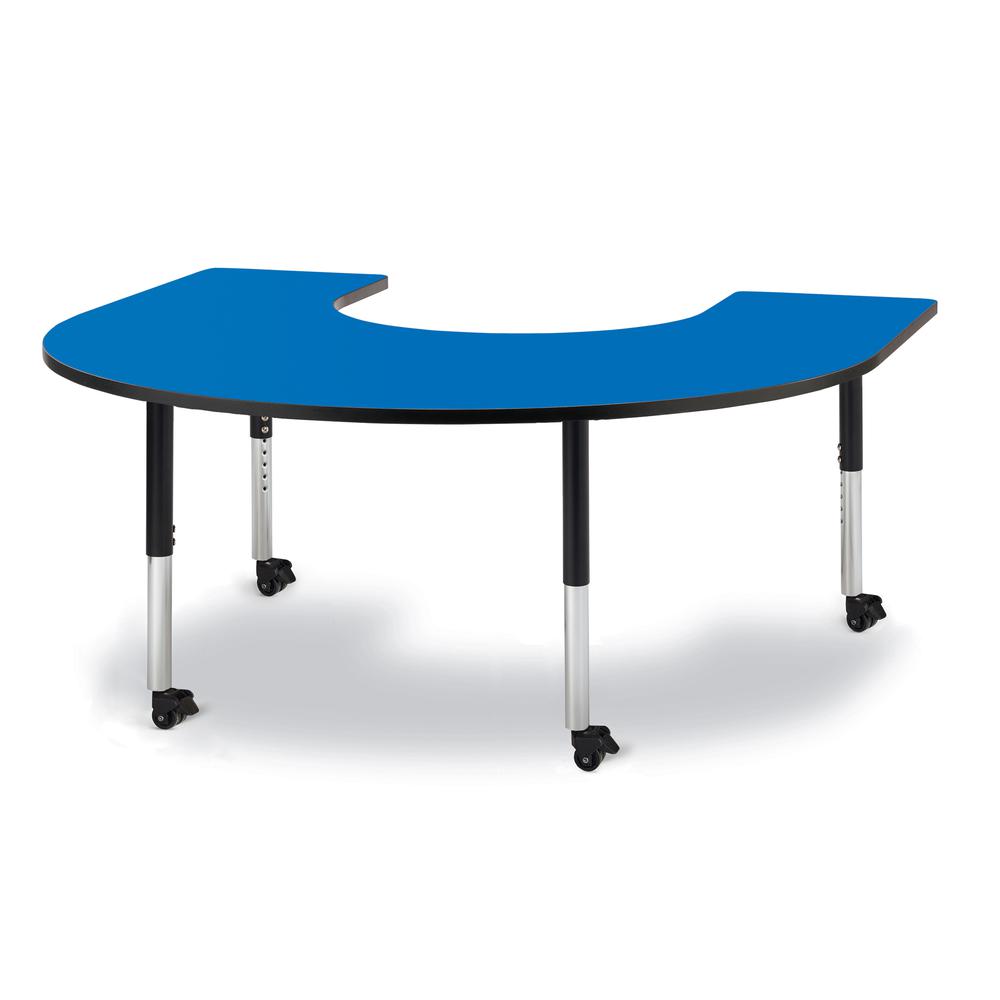 Horseshoe Activity Table - 66" X 60", Mobile - Gray/Purple/Gray