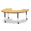 Horseshoe Activity Table - 66" X 60", Mobile - Oak/Black/Black