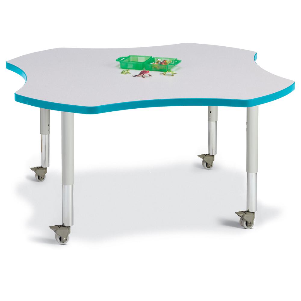 Four Leaf Activity Table - 48", Mobile - Gray/Teal/Gray