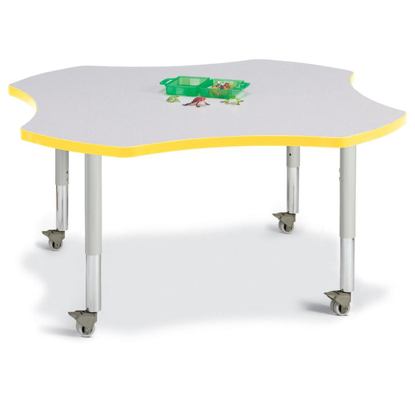 Four Leaf Activity Table - 48", Mobile - Gray/Yellow/Gray