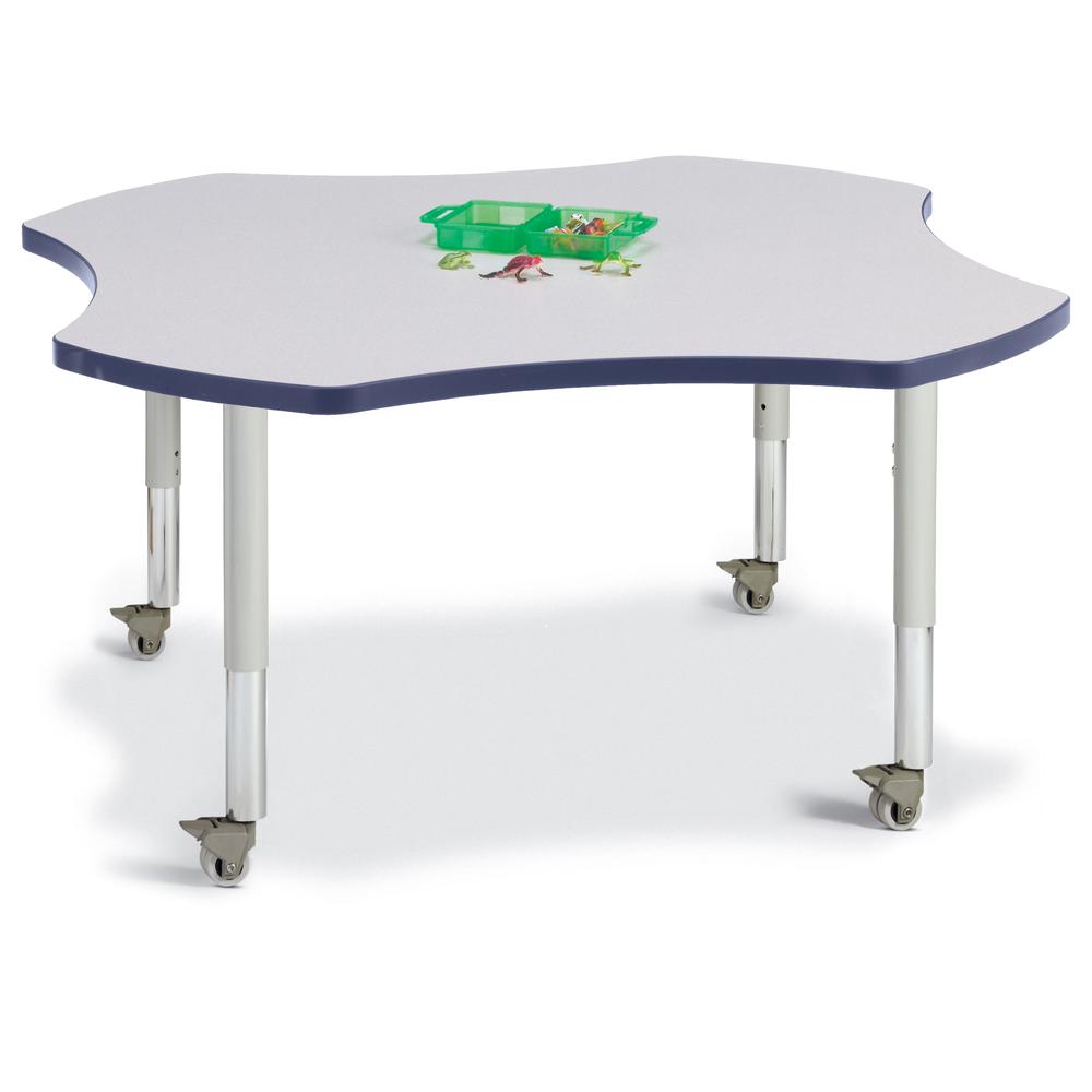 Four Leaf Activity Table - 48", Mobile - Gray/Navy/Gray
