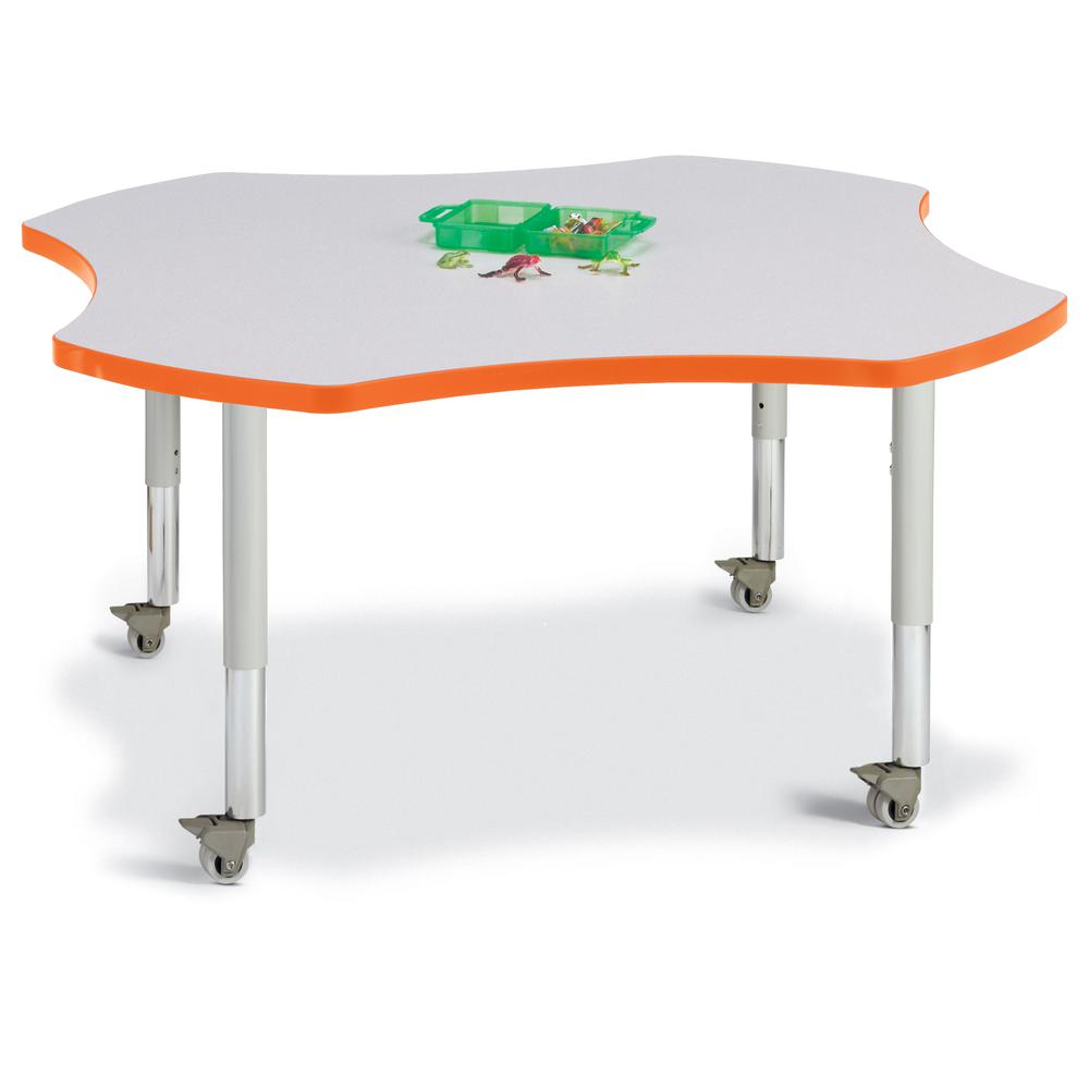 Four Leaf Activity Table - 48", Mobile - Gray/Orange/Gray