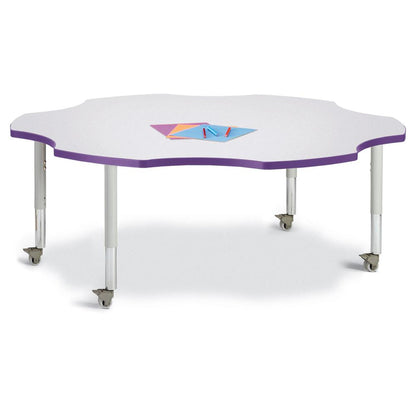 Six Leaf Activity Table - 60", Mobile - Gray/Purple/Gray
