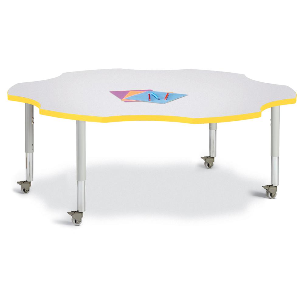 Six Leaf Activity Table - 60", Mobile - Gray/Yellow/Gray