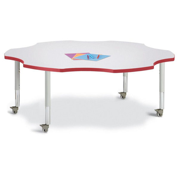 Six Leaf Activity Table - 60", Mobile - Gray/Red/Gray