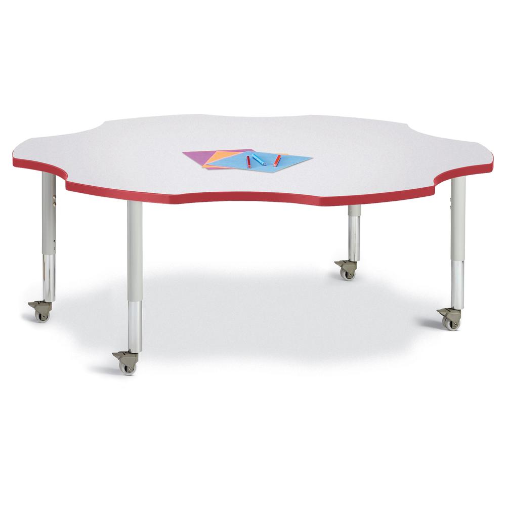 Six Leaf Activity Table - 60", Mobile - Gray/Red/Gray