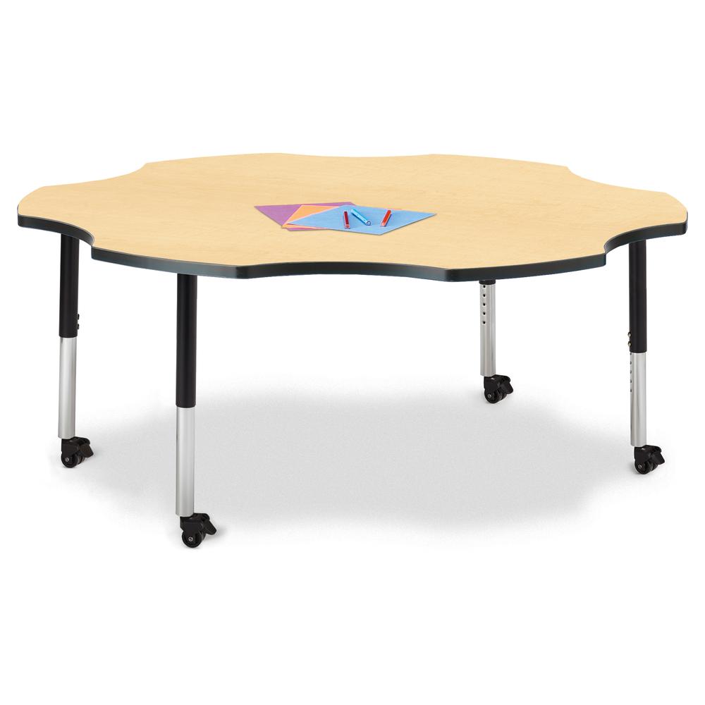 Six Leaf Activity Table - 60", Mobile - Maple/Black/Black