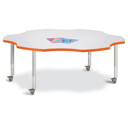 Six Leaf Activity Table - 60", Mobile - Gray/Orange/Gray
