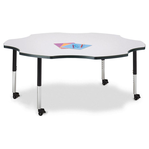 Six Leaf Activity Table - 60", Mobile - Gray/Black/Black