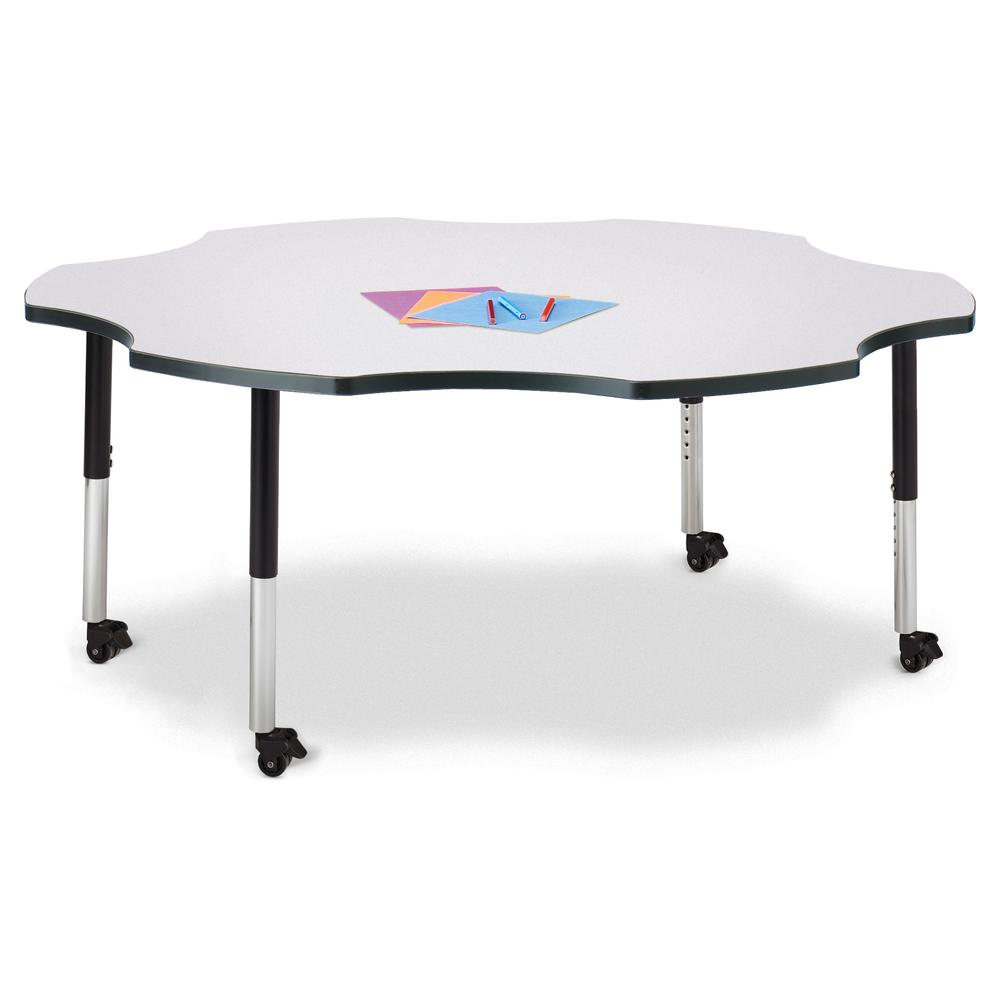 Six Leaf Activity Table - 60", Mobile - Gray/Black/Black