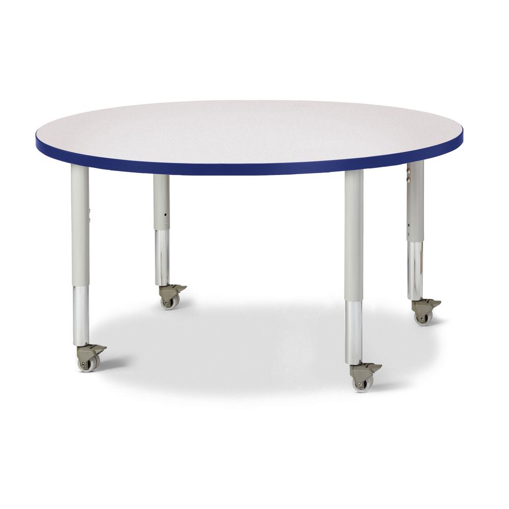 Round Activity Table - 42" Diameter, Mobile - Gray/Blue/Gray