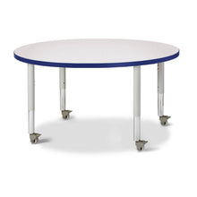 Round Activity Table - 42" Diameter, Mobile - Gray/Blue/Gray