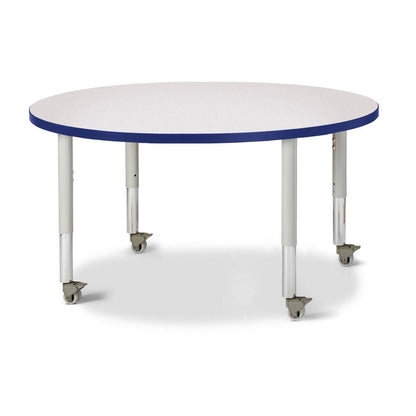 Round Activity Table - 42" Diameter, Mobile - Gray/Blue/Gray