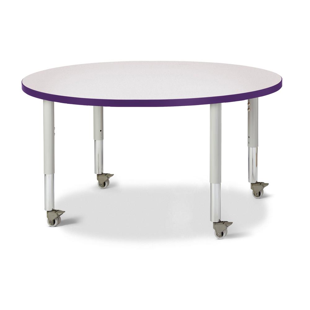 Round Activity Table - 42" Diameter, Mobile - Gray/Purple/Gray