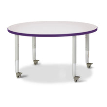 Round Activity Table - 42" Diameter, Mobile - Gray/Purple/Gray