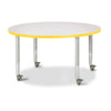 Round Activity Table - 42" Diameter, Mobile - Gray/Yellow/Gray