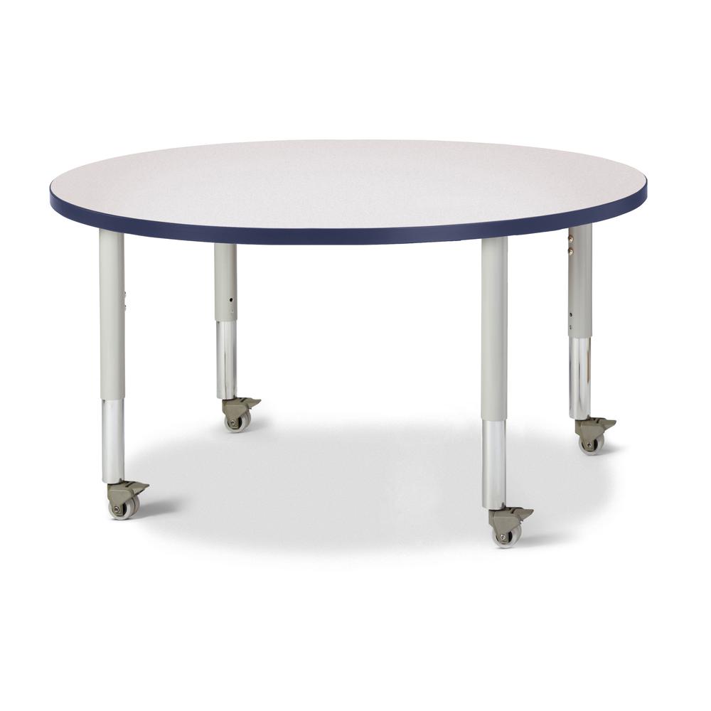 Round Activity Table - 42" Diameter, Mobile - Gray/Navy/Gray