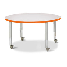 Round Activity Table - 42" Diameter, Mobile - Gray/Orange/Gray