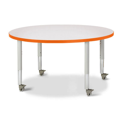 Round Activity Table - 42" Diameter, Mobile - Gray/Orange/Gray