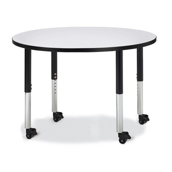 Round Activity Table - 42" Diameter, Mobile - Gray/Black/Black