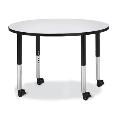 Round Activity Table - 42" Diameter, Mobile - Gray/Black/Black