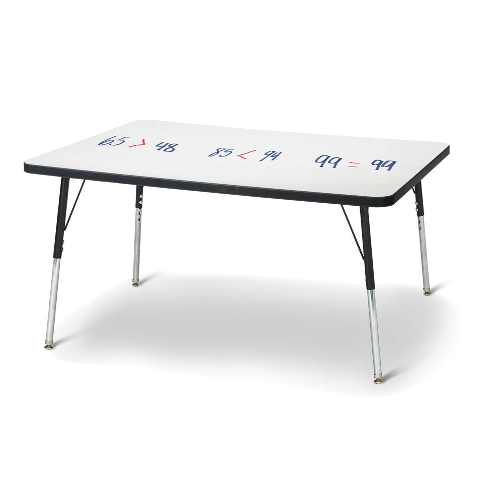 Berries® Rectangle Dry Erase Table - 48" x 30", A-height - Write-n-Wipe/Black/Black