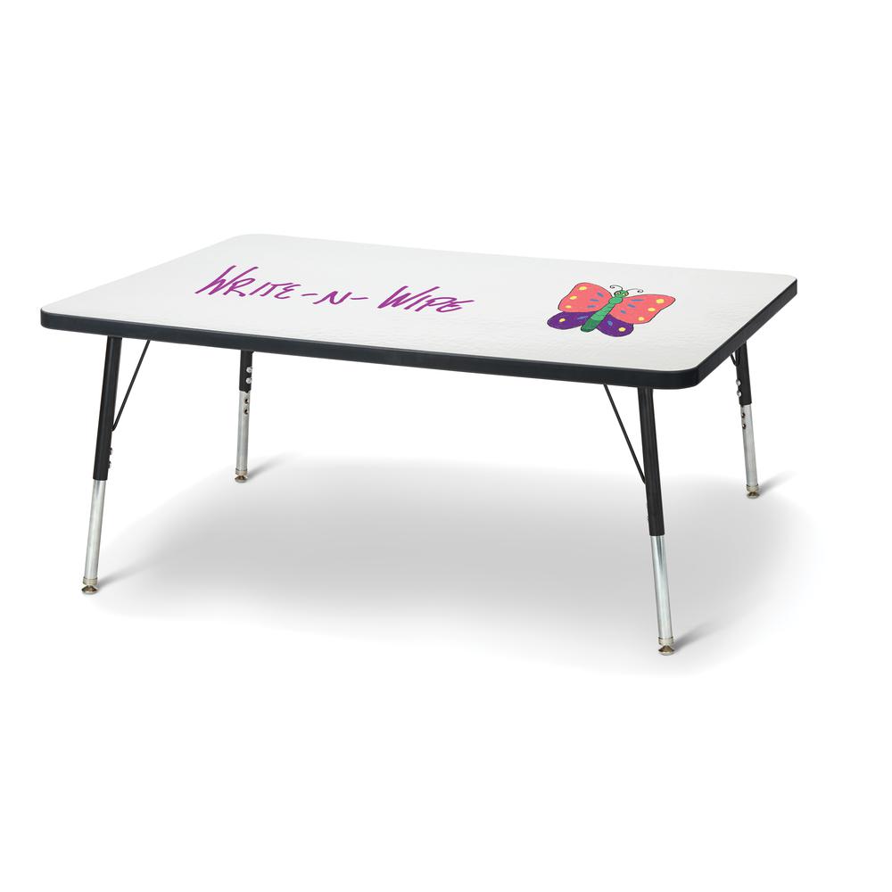 Berries® Rectangle Dry Erase Table - 48" x 30", E-height - Write-n-Wipe/Black/Black