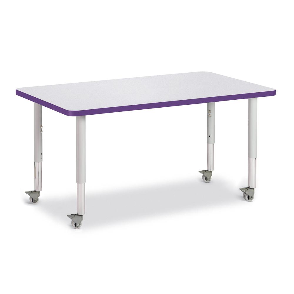 Rectangle Activity Table - 30" X 48", Mobile - Gray/Purple/Gray