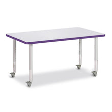 Rectangle Activity Table - 30" X 48", Mobile - Gray/Purple/Gray