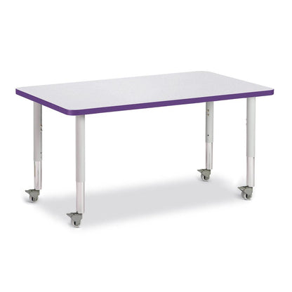 Rectangle Activity Table - 30" X 48", Mobile - Gray/Purple/Gray