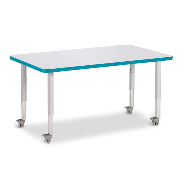 Rectangle Activity Table - 30" X 48", Mobile - Gray/Teal/Gray