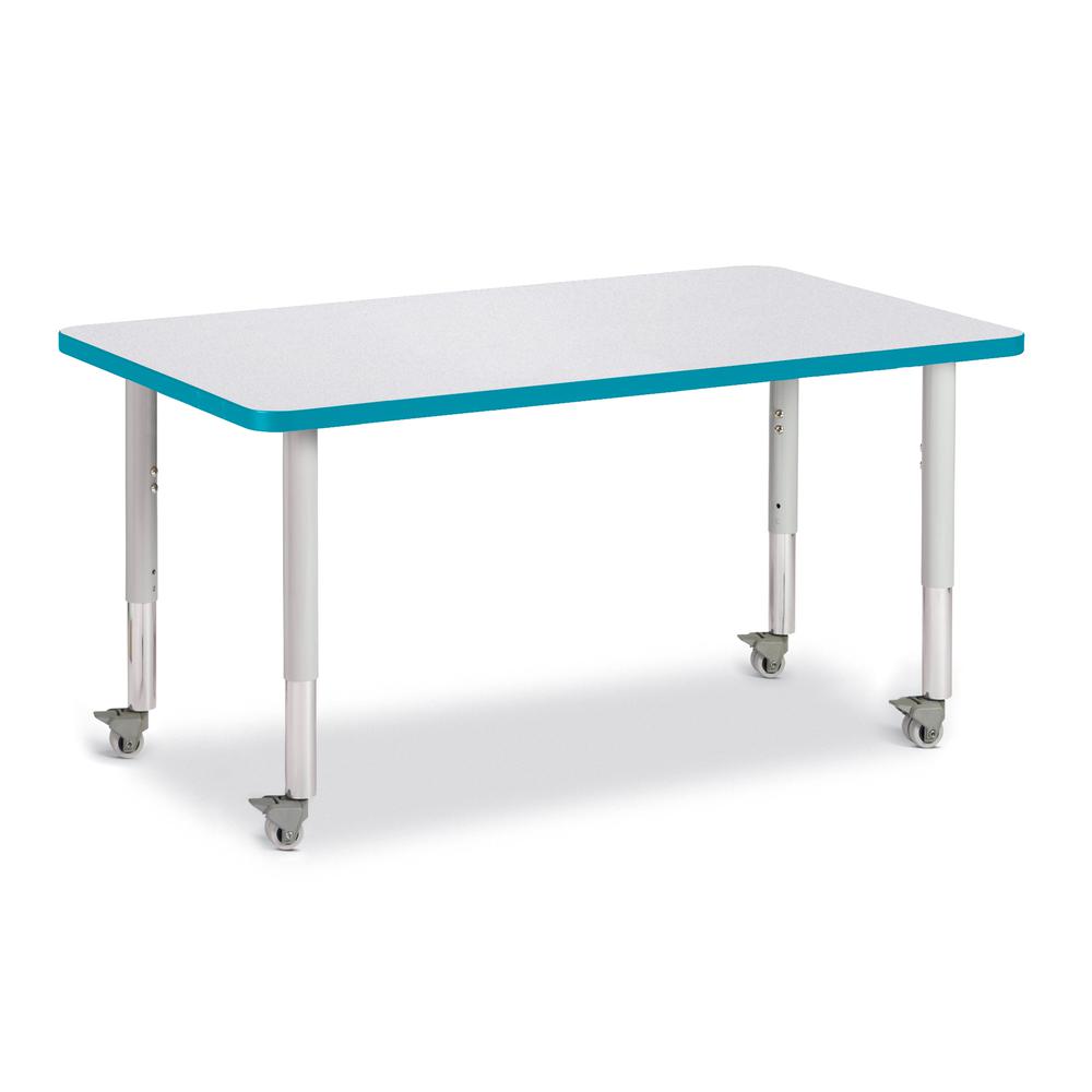 Rectangle Activity Table - 30" X 48", Mobile - Gray/Teal/Gray