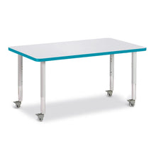 Rectangle Activity Table - 30" X 48", Mobile - Gray/Teal/Gray