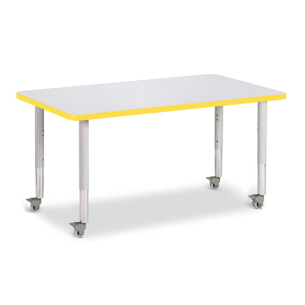 Rectangle Activity Table - 30" X 48", Mobile - Gray/Yellow/Gray