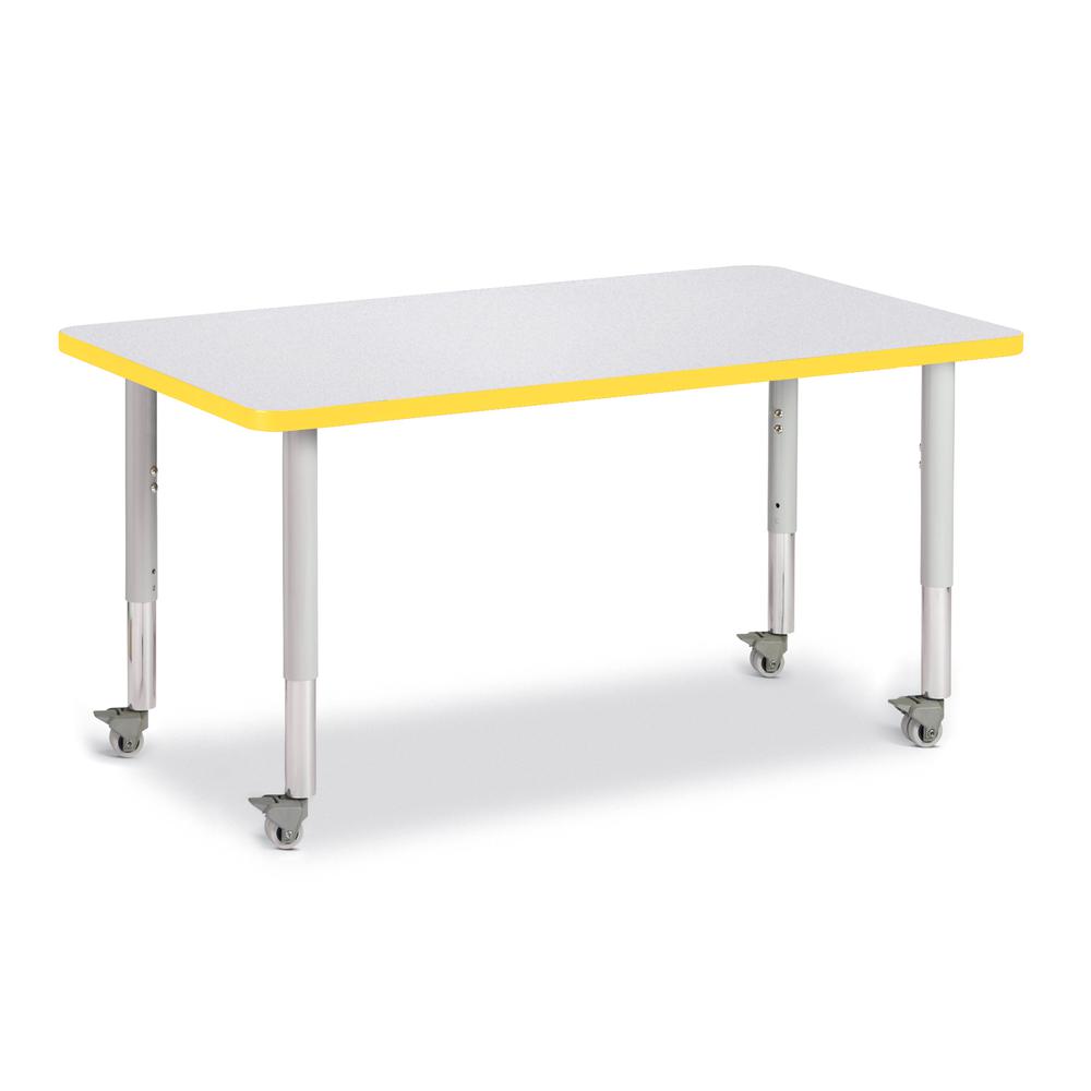Rectangle Activity Table - 30" X 48", Mobile - Gray/Yellow/Gray