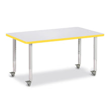 Rectangle Activity Table - 30" X 48", Mobile - Gray/Yellow/Gray