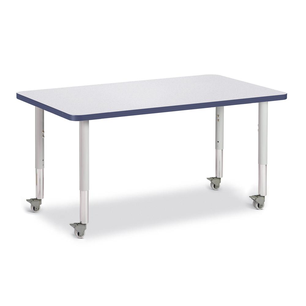 Rectangle Activity Table - 30" X 48", Mobile - Gray/Navy/Gray