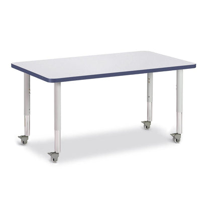 Rectangle Activity Table - 30" X 48", Mobile - Gray/Navy/Gray