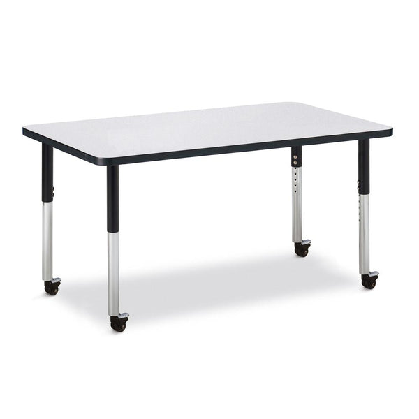 Rectangle Activity Table - 30" X 48", Mobile - Gray/Black/Black