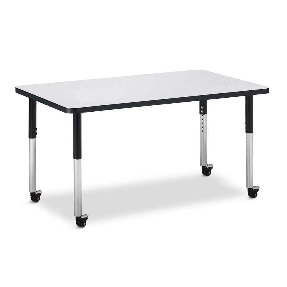 Rectangle Activity Table - 30" X 48", Mobile - Gray/Black/Black