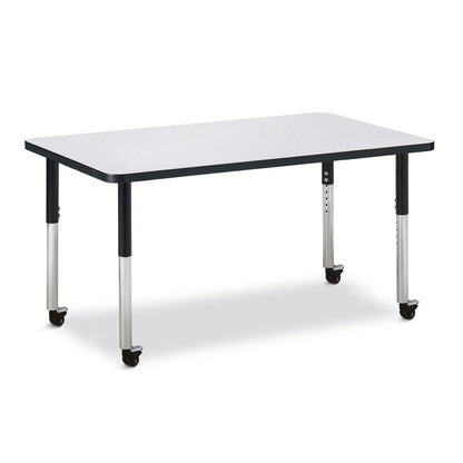 Rectangle Activity Table - 30" X 48", Mobile - Gray/Black/Black